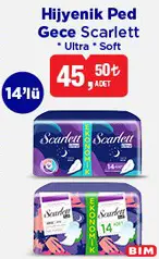 SCARLETT HİJYENİK PED GECE 14'LÜ fiyat ve kampanya bilgisi
